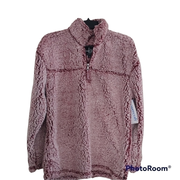 boxercraft Jackets & Blazers - Boxercraft Frosty Garnet Sherpa Pullover S
